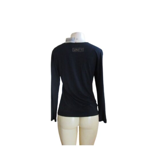 New w Tags, Chicos Black Chinese Love Symbol Long Sleeve Top Size 0 - Picture 4 of 6